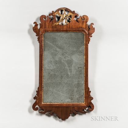 Chippendale Walnut Veneer and Parcel-gilt Mirror