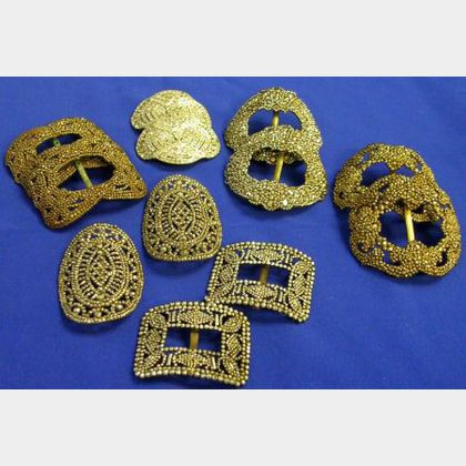 Five Pairs of Antique Cut Steel Shoe Buckles and One Pair Paste. 