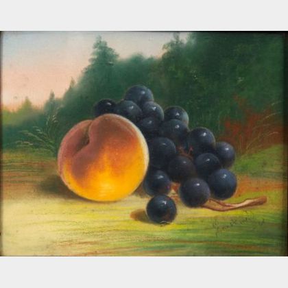 John Joseph Enneking (American, 1841-1916) Still Life with Peach and Grapes