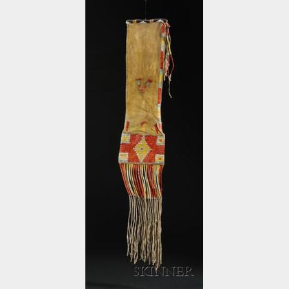Central Plains Beaded and Quilled Hide Pipe Bag