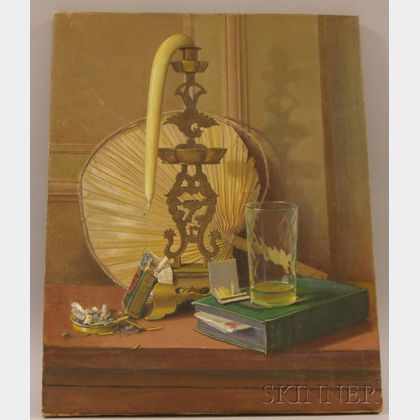 Unframed 20th Century American School Oil on Canvas of a Still Life with Cigarettes