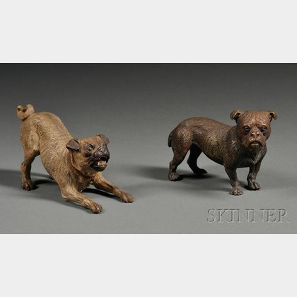 Two Austrian Cold-painted Bronze Dogs