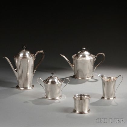 Five-piece Watson Dorian Pattern Sterling Silver Tea and Coffee Service