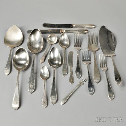 Dominick and Haff "Pointed Antique-Engraved" Pattern Sterling Silver Flatware Service