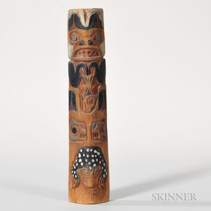 Tsimshian Carved Wood Model Totem Pole