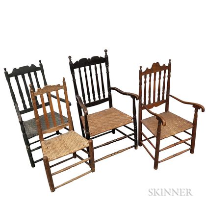 Three Bannister-back Armchairs and a Side Chair