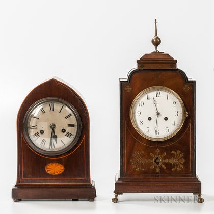 Two Inlaid Mahogany Veneered Bracket Clocks