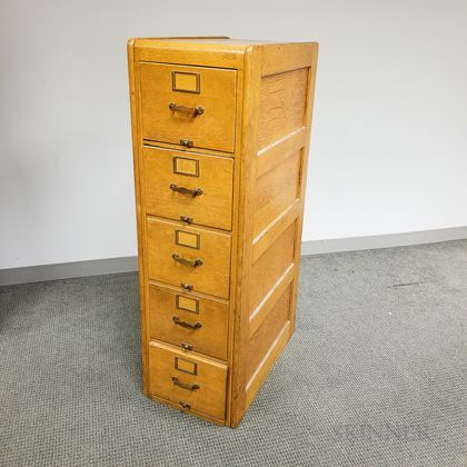 Oak Five-drawer File Cabinet