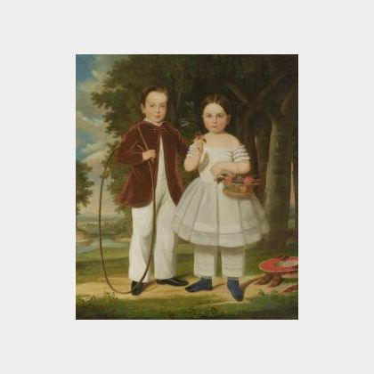 Attributed to John Carlin (New York City, 1813-1891) Portrait of William Stoughton Conant, Jr. (1844-1922) and his sister, Gertrude Cor