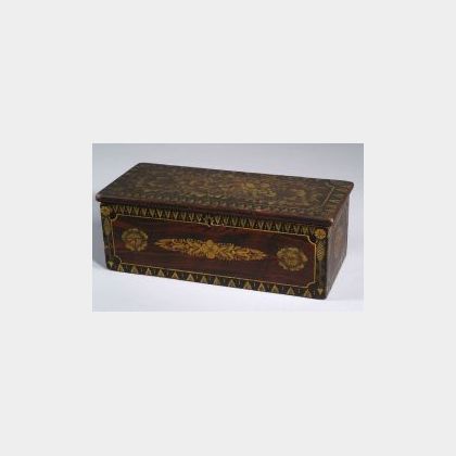 Grain Painted and Gilt Stenciled Pine Document Box