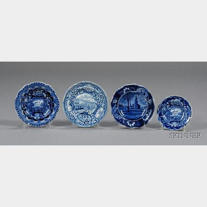 Historic Blue Transfer Decorated Cup Plates
