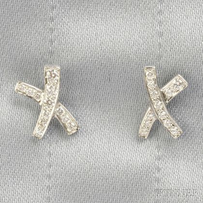 Platinum and Diamond "X" Earrings, Paloma Picasso, Tiffany & Co.