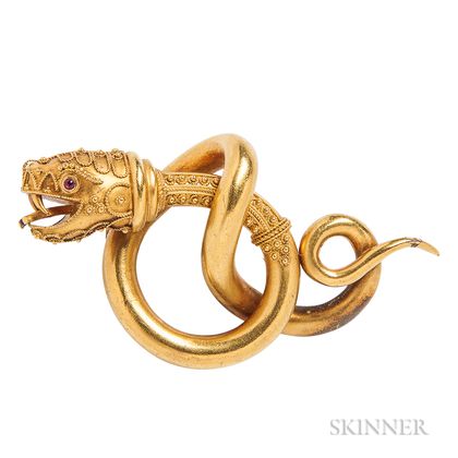 Antique Gold Serpent Brooch