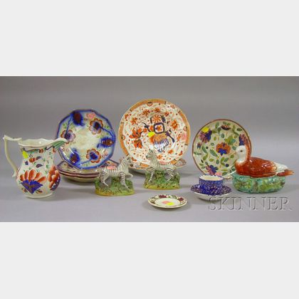 Fourteen Pieces of English and Continental Decorated Ceramics and Tableware