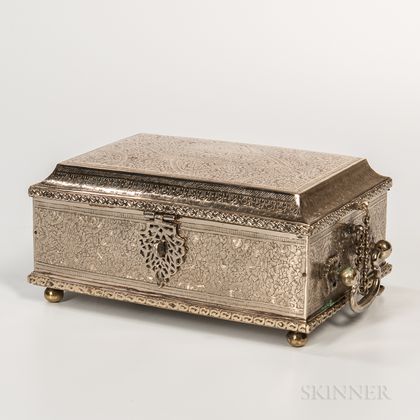 Silver Box with Handles and Chains