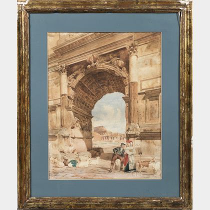 Giuseppe Costantini (Italian, 1844-1894) Scene Popolare all'Arco di Tito