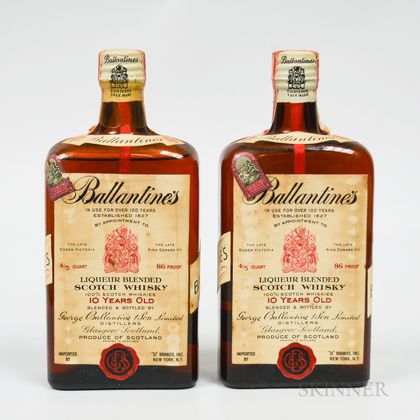 Ballantines 10 Years Old, 2 4/5 quart bottles 