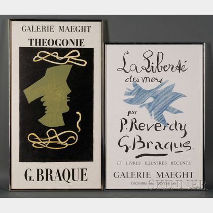 After Georges Braque (French, 1882-1963) Two Galerie Maeght Exhibition Posters: La Liberte des Mers par P. Reverdy