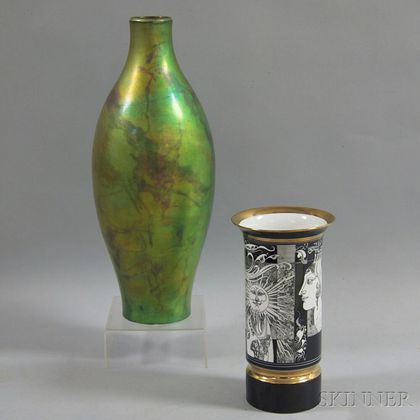 Large Zsolnay Pottery Vase and Hollohaza Vase