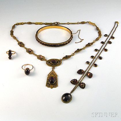Small Group of Mostly Victorian Garnet Jewelry