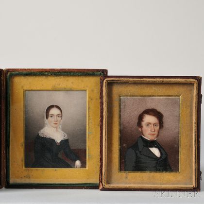 American School, 19th Century Portrait Miniatures of John and Caroline Hicks