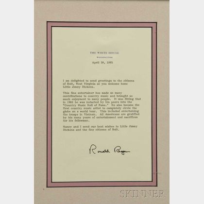 Little Jimmy Dickens Presidential Letters of Appreciation