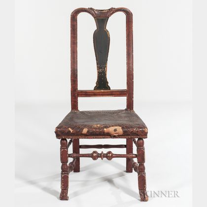 Paint-decorated Queen Anne Spanish-foot Side Chair