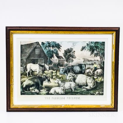 Framed Currier & Ives Lithograph The Farmers Friends 