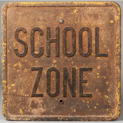 Cast Iron "School Zone" Sign