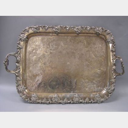 Silver Plated Grapevine Decorated Serving Tray. 