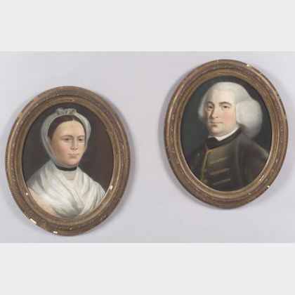 In the Manner of John Singleton Copley (American, 1738-1815) Pair of Portraits of Mr. and Mrs. Azor Orne.
