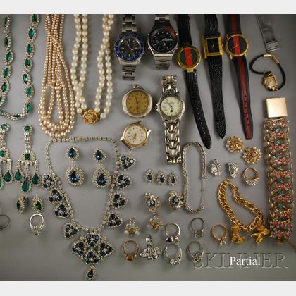 Group of Costume Jewelry and Wristwatches