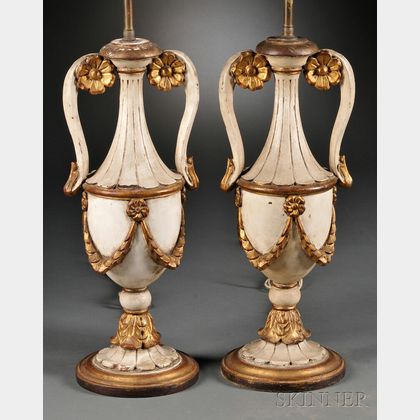 Pair of Parcel-gilt Composite Lamps