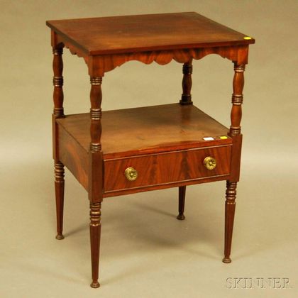 Late Federal Mahogany Two-tier Stand with Medial Drawer