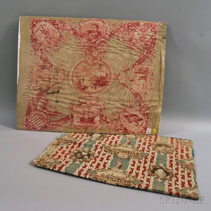 Two Columbian Exposition Printed Cotton Souvenir Textiles