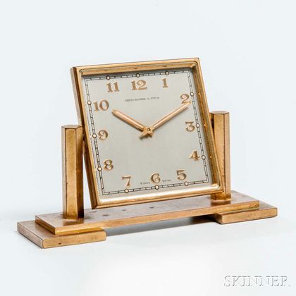 Abercrombie & Fitch Eight-day Brass and Glass Desk Clock