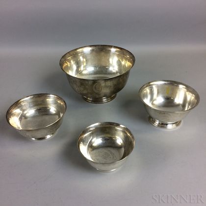 Four Sterling Silver Revere Reproduction Bowls