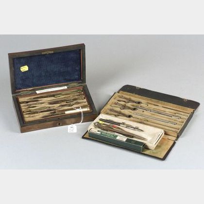 Brass Drafting Set and Folding Rule