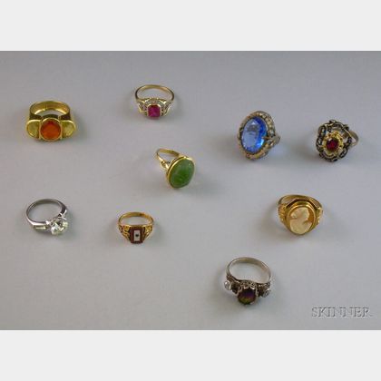 Nine Victorian and Later Gold and Silver Rings
