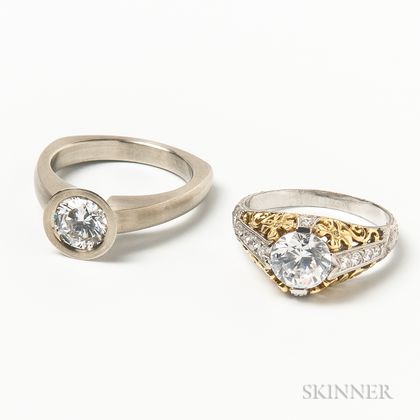 Two 18kt Gold and Cubic Zirconia Rings