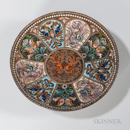 Russian .875 Silver and Cloisonne Enamel Dish