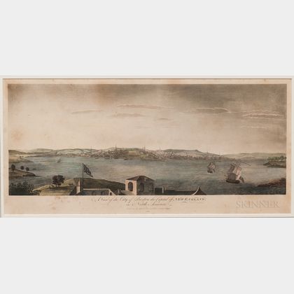 Watercolor Engraving A View of the City of Boston the Capital of New England in North America 