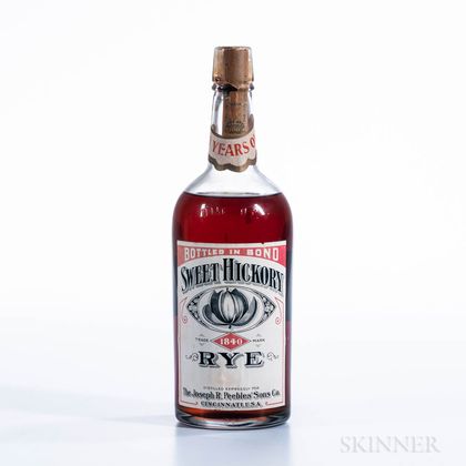 Sweet Hickory Rye 8 Years Old 1908, 1 quart bottle Spirits cannot be shipped. Please see http://bit.ly/sk-spirits for more info. 
