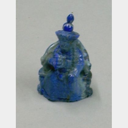 Asian Carved Sodalite Seated Deity Snuff Bottle. 