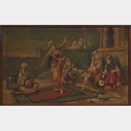 Continental School, 19th Century Large Painted Panel, depicting an Orientalist scene, framed, sight size 57 1/2 x 94 in. 