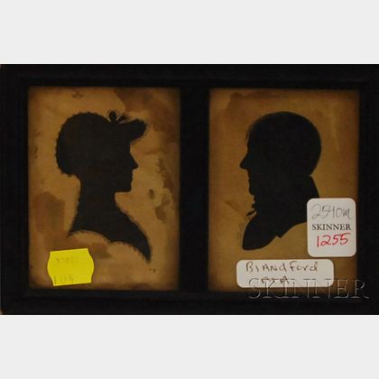 Framed Miniature Double Hollow-cut Silhouettes of David Boies and Polly Watson