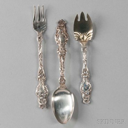 Fifty-six Pieces of Whiting "Lily" Pattern Sterling Silver Flatware