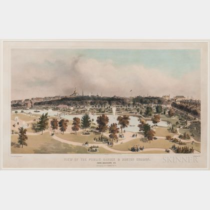 Lithograph Print View of the Public Garden & Boston Common from Arlington St.