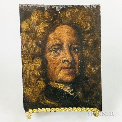 Small Continental Oil on Panel Portrait of a Man