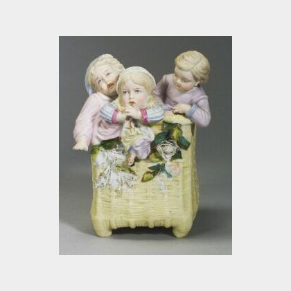 Parian-Bisque Vase with Three Children Climbing Out